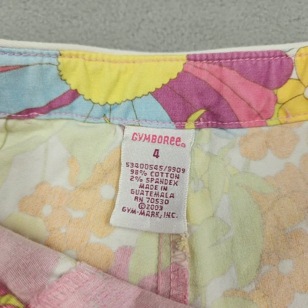 Vintage Gymboree SUNSHINE DAYDREAMS Pants Girls 4 Floral Pink Y2K Hippie